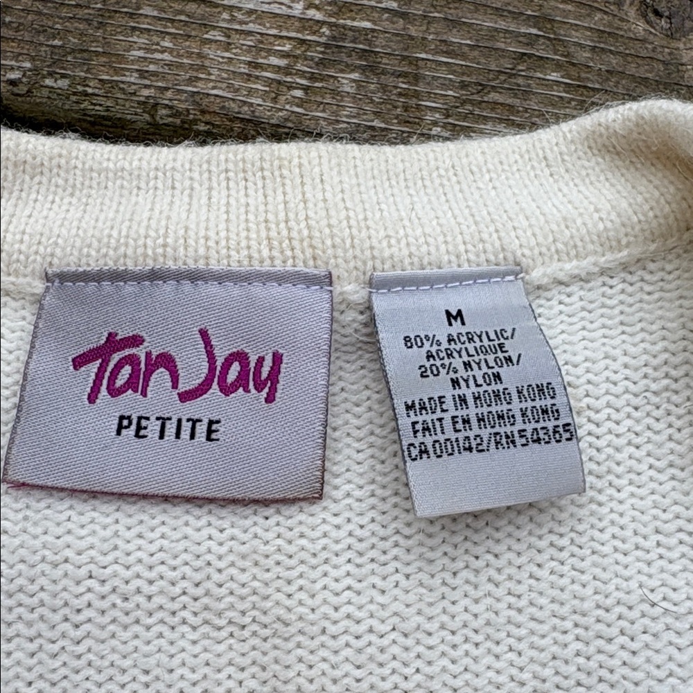 TanJay Cream Knit winter scene vest size M - Picture 8 of 8